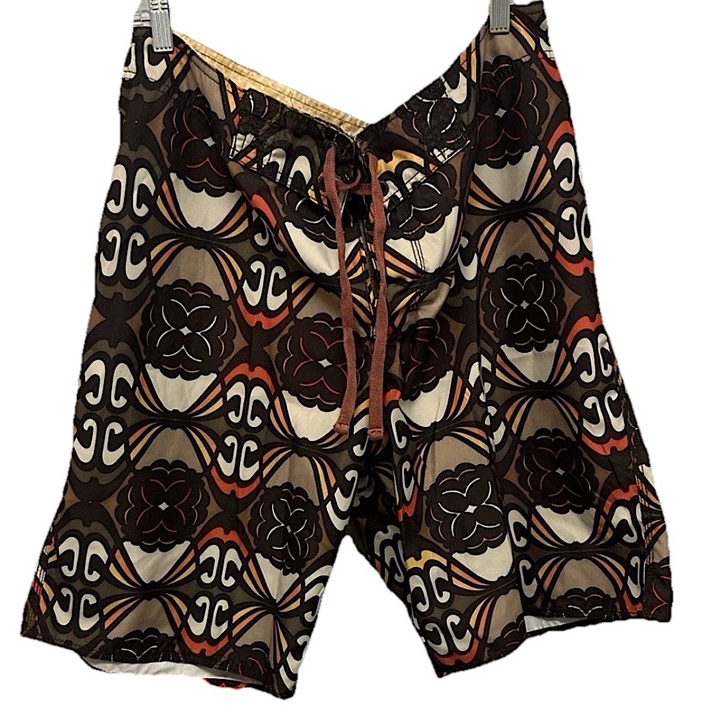 Vintage Y2K Paisley Floral Mens Swim Trunk Size Large RETRO‎ 90s RARE Beach Surf